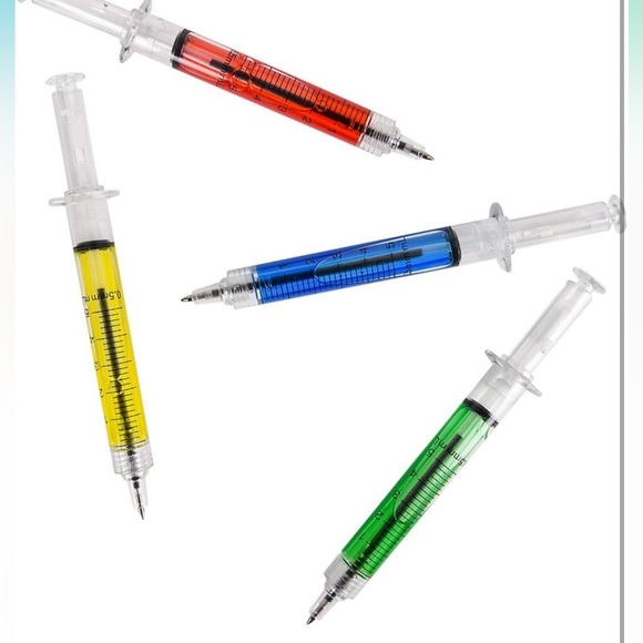 NWT Syringe Pens - (Bulk Pack of 24) Retractable Fun Multi Color Novelty Pen - Picture 3 of 7